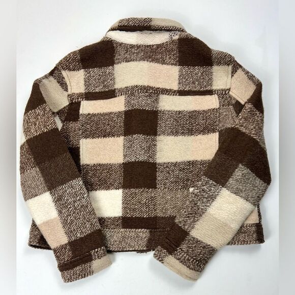 House of Harlow Buffalo Plaid Crop Wool Blend Jacket - Picture 2 of 8